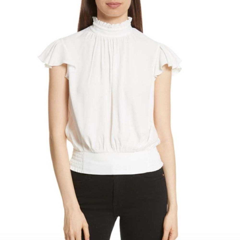 NEW Frame Flutter Sleeve Smocked Top sz XL